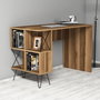 Hanah Home Mesa de Estudio Moderna Nogal y Negro con Estantes para Espacio de Trabajo y Estudio